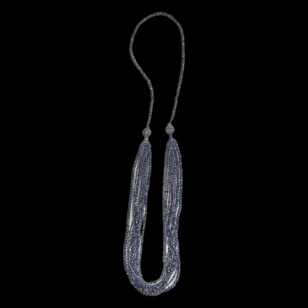 Silver/Gray/Black Necklace Beaded 3 in 1 Long or Short
